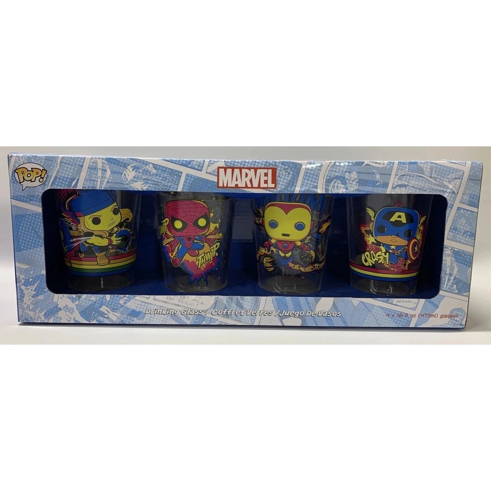 Funko Pop! Marvel Avengers Drinking Glass Set 16oz 4pk Multi OS New